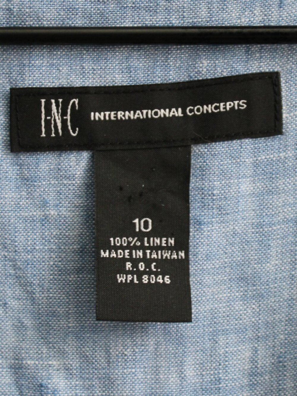 INC Chambray Blue 100% Linen Sleeveless Wrap Front Lightweight Blouse Size 10 - Picture 3 of 3